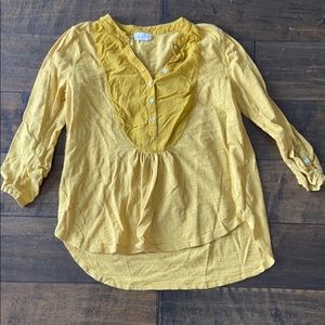 Anthropologie Meadow Rue mustard yellow cotton top